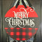 Round Christmas Buffalo Plaid Door Hanger, Hand-Painted Durable Christmas Ornament