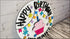 Colorful Wooden Happy Birthday Sign with Cupcake - Hand Painted Door Hanger Decoration