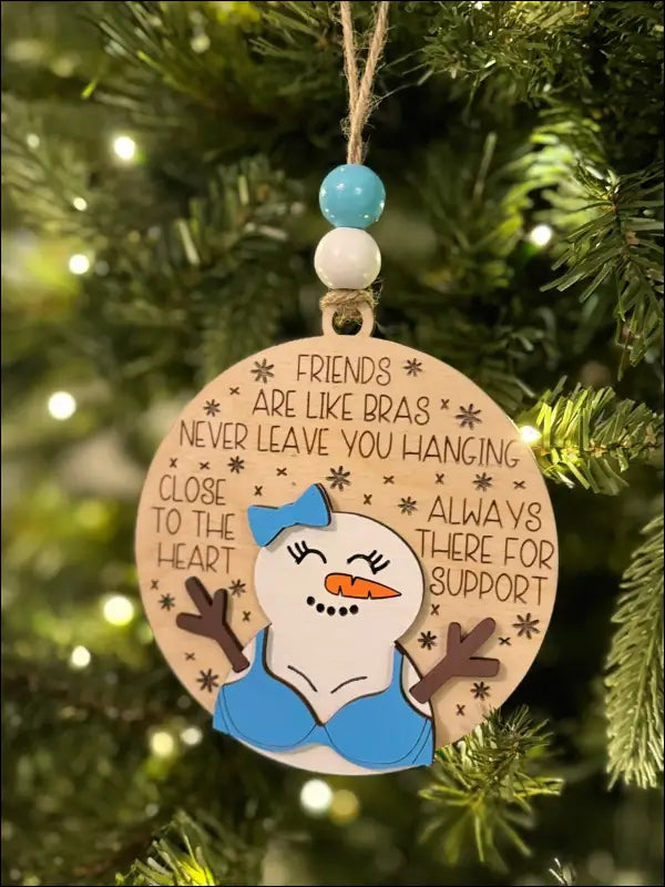 Humorous snowman holiday keepsake, handmade wooden Christmas decoration gift for friends