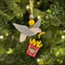 Handmade wooden Christmas ornament featuring seagull and French fries for beach lovers