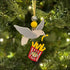 Handmade wooden Christmas ornament featuring seagull and French fries for beach lovers