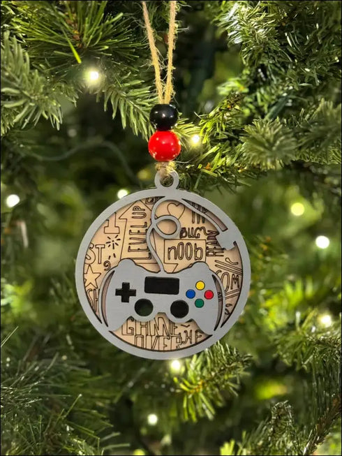 Gamer Christmas ornament featuring a custom gaming controller design for festive decor