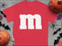 Red t-shirt with white m for Group Halloween T-Shirts Candy Character Theme for Teachers Nurses