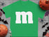 Green T-shirt with white M for Group Halloween T-Shirts candy character theme