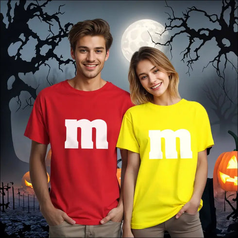 Halloween M&M couple costumes in Group Halloween T-Shirts for teachers and nurses
