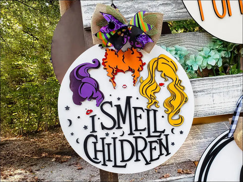 Halloween Door Hanger with Smell Children Sign for Witch Theme Decor and Spooky Home Decor