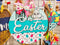 Hand Painted Easter Door Hanger featuring a colorful Easter Bunny Sign for spring decor