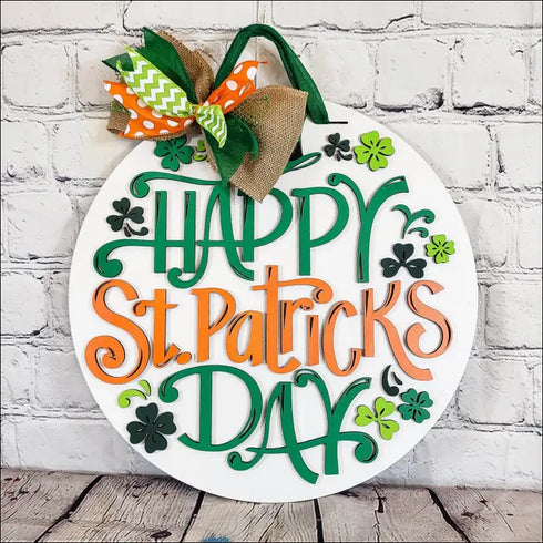 Hand painted happy St. Patrick’s Day door hanger for festive holiday home decor