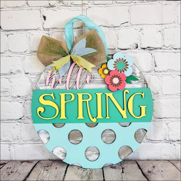 Beautifully hand-painted Spring Door Hanger for unique seasonal front door decor