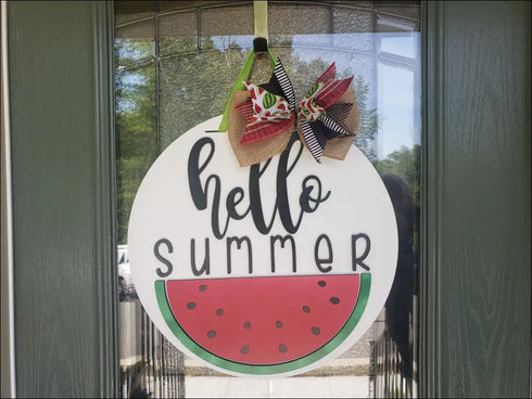 Round Watermelon Summer Door Hanger, Rustic Summer Home Handmade Entryway Decoration
