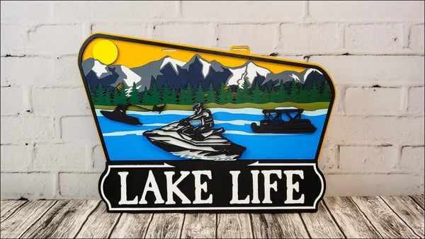 Hand-painted wooden Lake Life sign for unique home decor at your cabin or front door