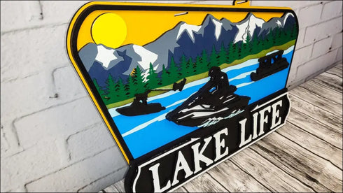 Hand-painted wooden Lake Life sign for unique home decor at your cabin or front door