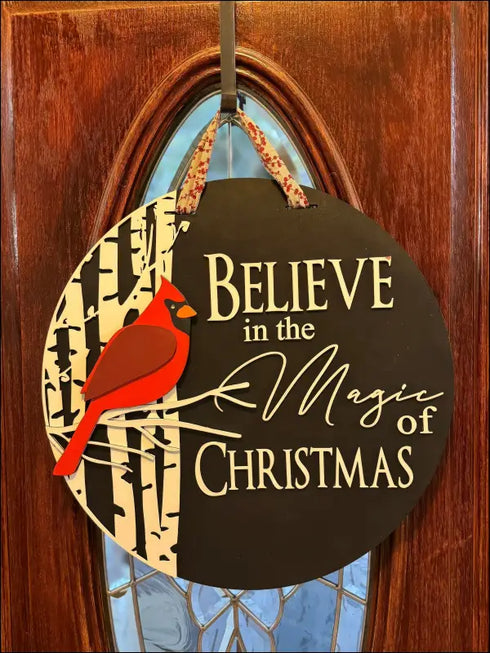 Handcrafted Christmas Door Decor featuring a festive wood door hanger for holiday charm