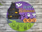 Handcrafted Halloween door hanger sign with spooky haunted house, ghosts, and pumpkins