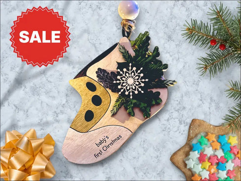 Handmade personalized Baby’s First Christmas stocking ornament unique holiday gift