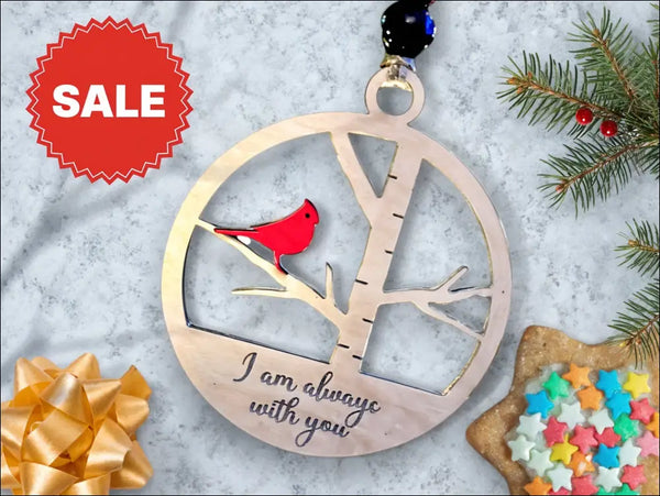 Handmade wooden red cardinal memorial ornament for Christmas tree decoration