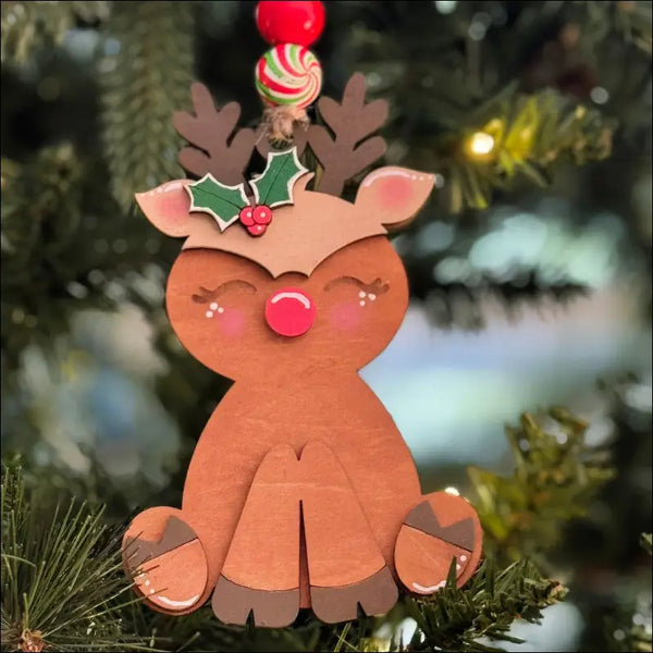 Handmade Reindeer Christmas Ornament, Personalized Wooden Holiday Decor for Festive Trees