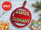 Red and gold Handmade Santa Judgin Ornament, a unique holiday keepsake and decoration