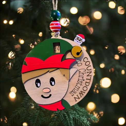 Handmade Wooden Advent Calendar Elf Ornament Countdown to Christmas Decoration