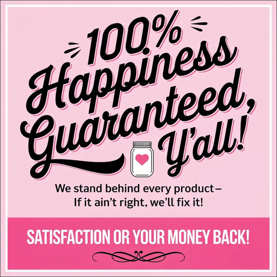Pink satisfaction guarantee advertisement for Handmade Wooden Christmas Ornament home decor