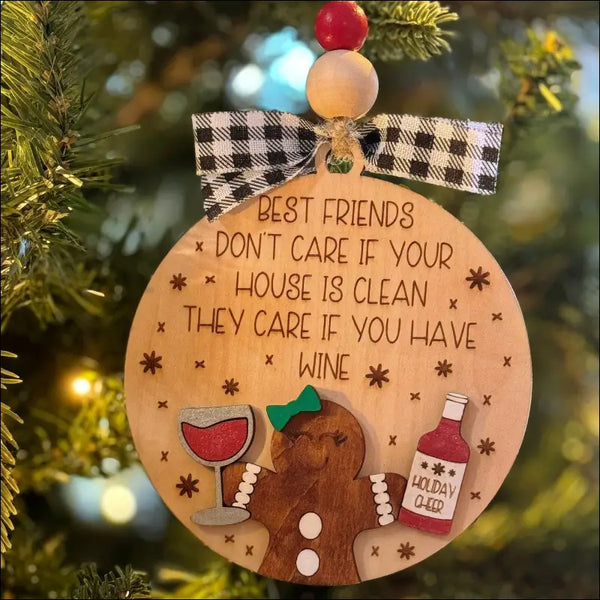 Humorous Handmade Wooden Christmas Ornament for Home Decor Holiday Gifts