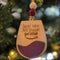 Handmade wooden Christmas ornament featuring a wine glass for festive holiday decor