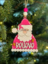 Pink Santa ornament from Handmade Wooden Christmas Ornaments, perfect for holiday decor