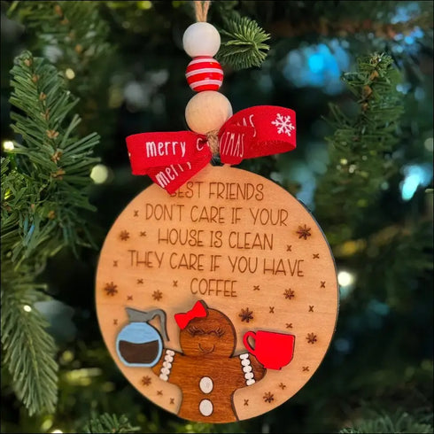 Handmade wooden Christmas ornament personalized for best friends holiday gift decor