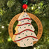 Handmade wooden Christmas tree cake ornament for festive holiday decorating