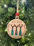 Handmade Wooden Reindeer Ornament for Beer Lovers - Funny Christmas Tree Decor