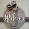 Handmade Wooden Welcome Sign with Bow, Rustic Round Door Hanger for Porch Decor