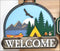 Handpainted Camping Welcome Door Sign featuring rustic outdoor decor and mountain scene art