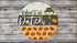 Fall-themed circular door hanger for autumn home decor with rustic pumpkin patch design