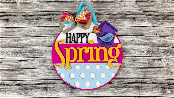 Happy Spring’ decorative door hanger.