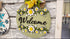 Handpainted wood welcome sign, floral door hanger for rustic home decor and housewarming gifts