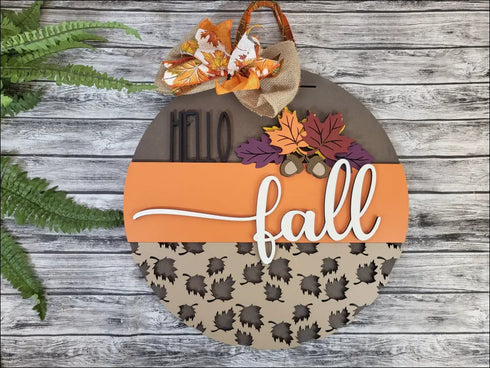 Hello Fall Wood Door Hanger, a perfect addition to your rustic autumn decor