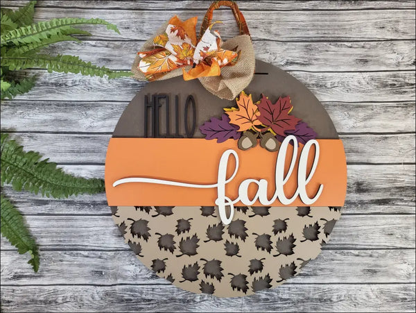 Hello Fall Wood Door Hanger, a perfect addition to your rustic autumn decor