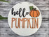 Round Hello Pumpkin Fall Door Hanger, rustic autumn pumpkin sign for seasonal decor