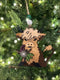 Wooden Highland Cow Ornament with Flowers for a Handmade Christmas Tree Decoration