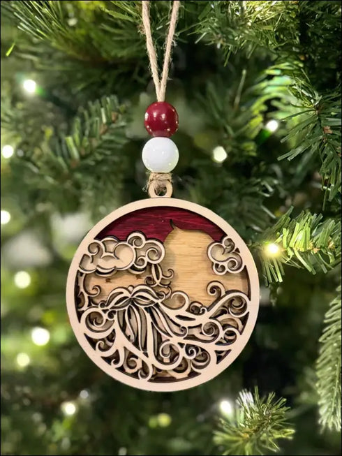 Handmade wooden Christmas Santa Beard ornament, an elegant holiday decoration