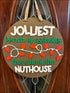 Humorous Jolliest Asshole Christmas door hanger in hand painted wooden holiday decor