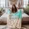 Personalized beach-themed Sherpa fleece blanket showcasing ocean love design