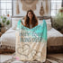 Personalized beach-themed Sherpa fleece blanket showcasing ocean love design
