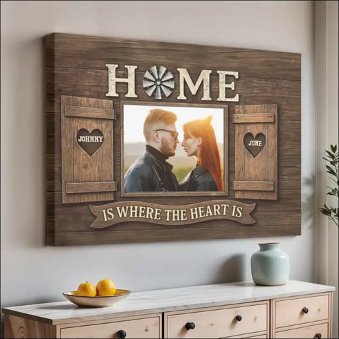 Personalized wooden-themed photo frame for Love Horses Canvas Print display