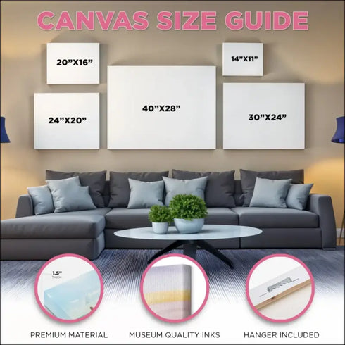 Canvas size guide display for Love Horses Canvas Print product selection