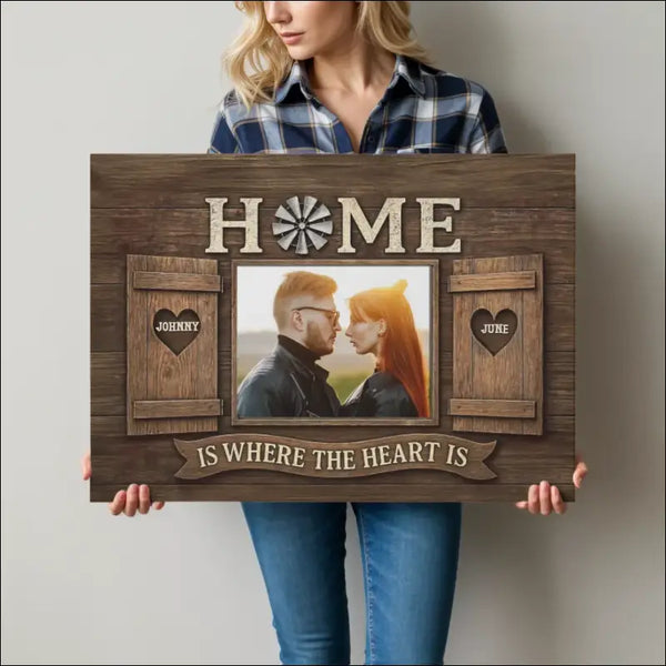 Personalized wooden photo frame for Love Horses Canvas Print display