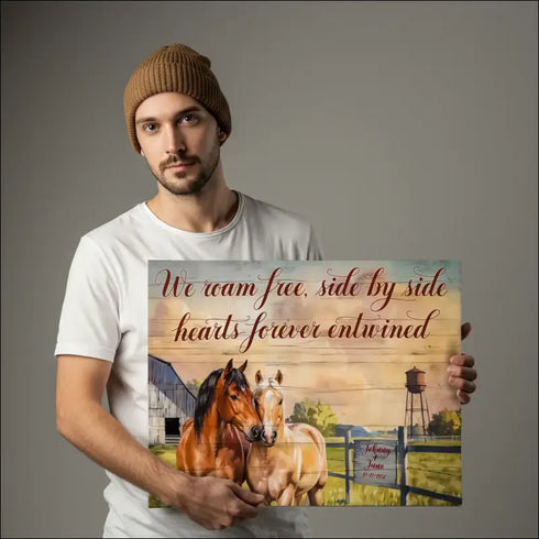 Horse-themed wooden wall art featured in Love Horses Canvas Print for horse lovers