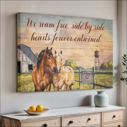 Horse-themed canvas art featuring the Love Horses Canvas Print design