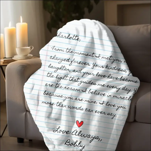 Personalized Love Letter Sherpa Fleece Blanket for a heartfelt gift experience