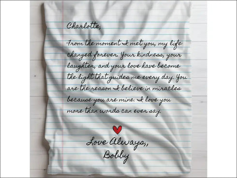 Love Letter Personalized Sherpa Fleece Blanket with heartfelt design for cozy warmth